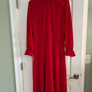 Donna Morgan Red Bishop Sleeve Cocktail Gown